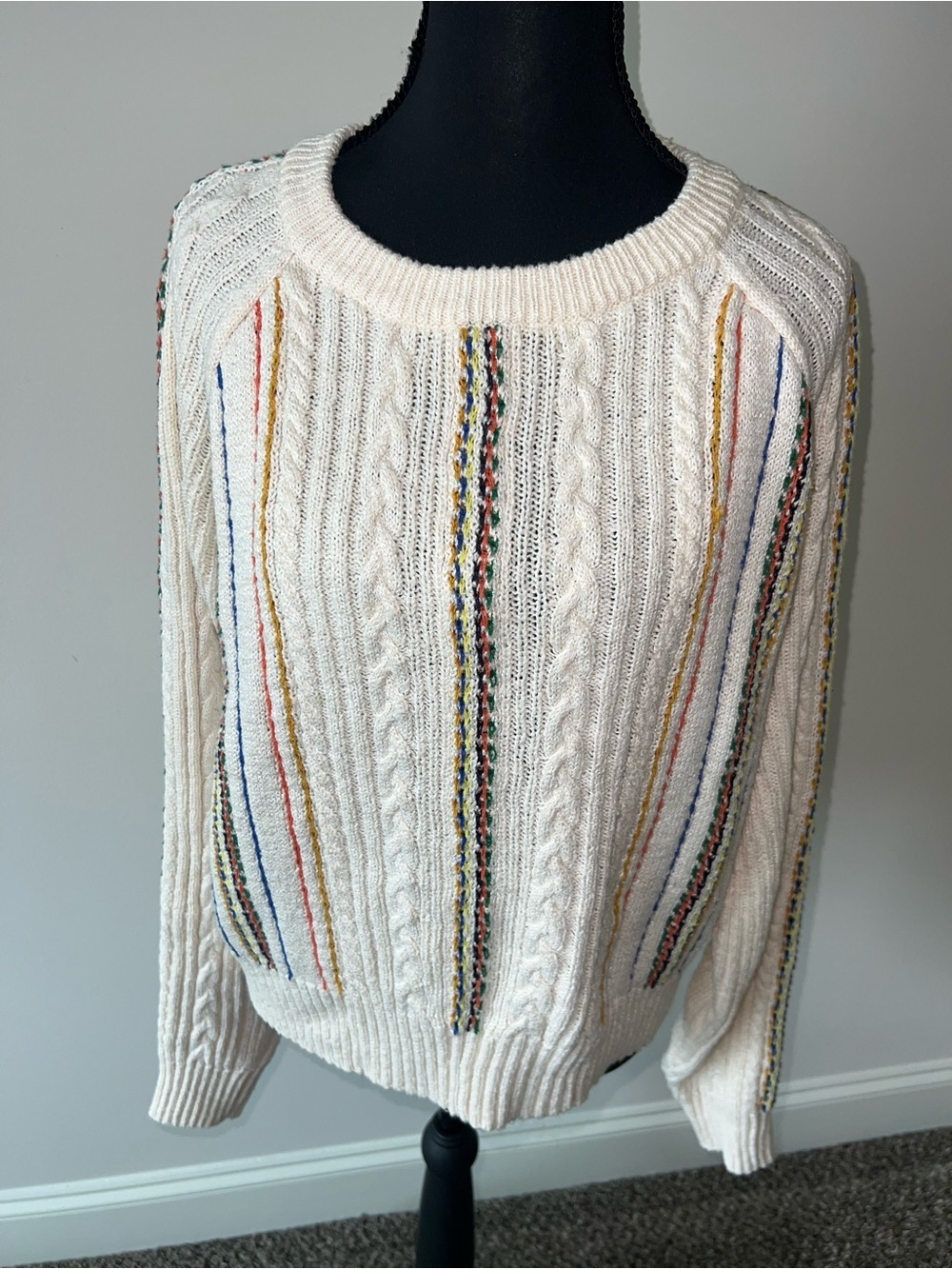 The Reeds x J. Crew Rainbow Cable-Knit Crewneck Sweater Cotton